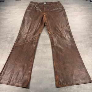 No Boundaries Faux Leather PVC Flare Pants 11 31x31 Brown Mid Rise Indie Western